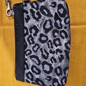 Coach Wristlet Leopard Print-Madison Ocelot-silver and blk EUC